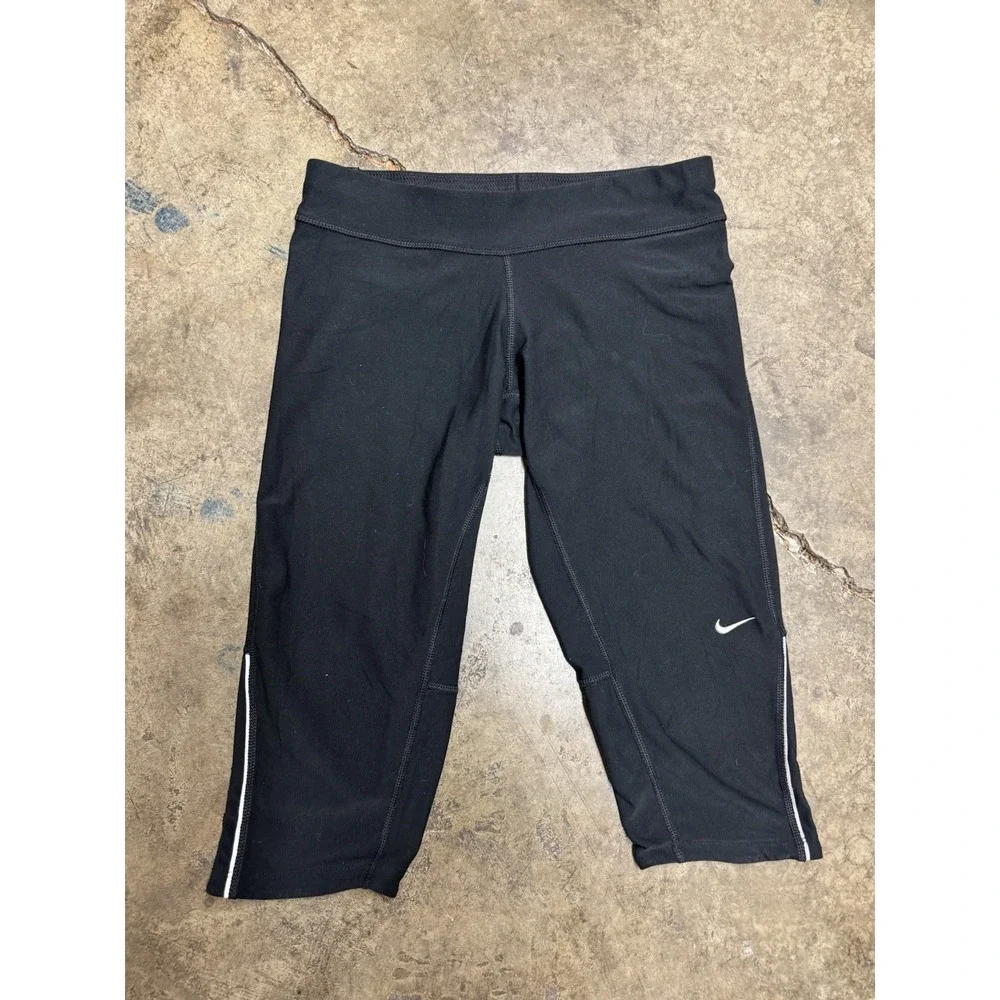 Nike Running leggings Womens XS Black Capri Drawstring Gym‎ Run Training 16